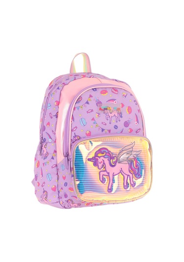Kaukko Kids Üç Gözlü Kız Çocuk Okul Sırt Çantası Nakışlı Unicorn Desenli - L5221 Lila