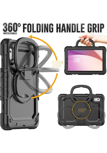 Lenovo Uyumlu Tab M9 / Lenovo Uyumlu K9 Tb310 Kickstand Case Pc+silikon Tablet Kılıf Omuz Kayışı