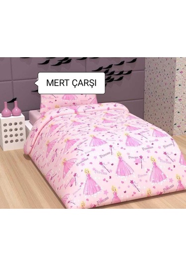 Tek Kişilik Kelebekli Prenses Nevresim Çarşaf Takımı Pembe