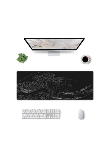 Ruicoo Japon Deniz Dalgası Tasarımı Geniş Oyun Ve Ofis Mousepad İ, 3 Mm Kaymaz Taban, 31.5 X 11.8 İnç