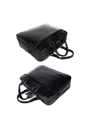 Kangaroo Kıngdom Hakiki Dana Derisi Evrak Çantası Laptop Unisex Kangaroo K. 7763Cs Siyah