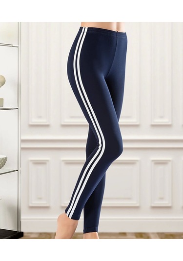 Derya Kurşun Yüksek Bel Şeritli Kadın Tayt 0531 - Gri