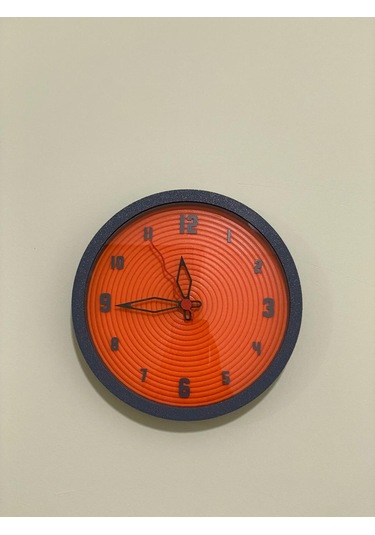 Turuncu Spiral, Koyu Gri Kasa, Modern Duvar Saati Siyah