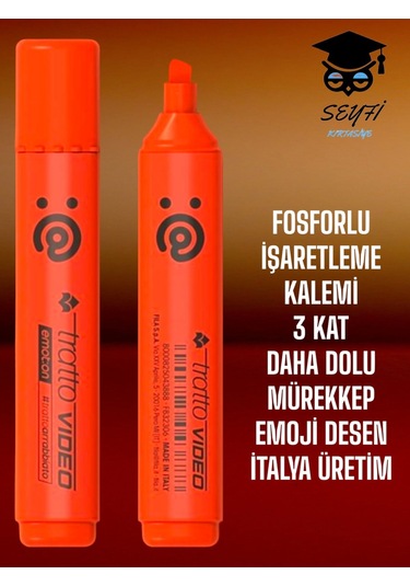 Fosforlu İşaretleme Kalemi 3 Kat Daha Dolu Mürekkep İtalya Üretim Pembe