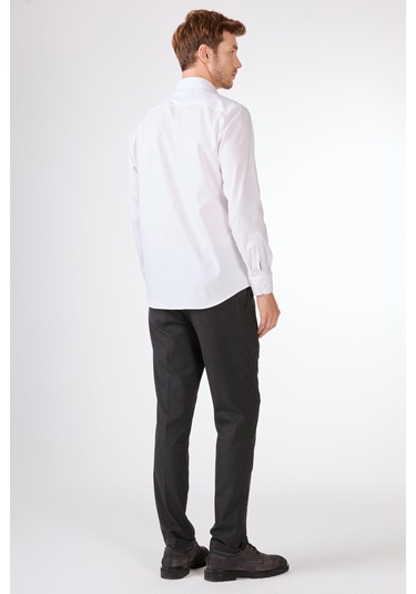 Beyaz Pamuk Regular Fit Uzun Kol Erkek Gömlek Beyaz