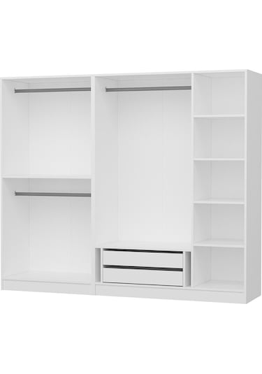 Minar Kale 5 Bölmeli 2 Çekmeceli Giyinme Dolabı Beyaz 190cm