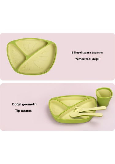 Jianfan Vakum Tabanlı Silikon Mama Tabağı Ve Kasesi Bebek Beslenme Seti Mavi Tek Tabak Mavi