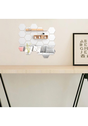 Monyee 32 Adet Akrilik Altıgen Ayna Duvar Sticker, Dıy Ev Dekorasyon, Çocuk Odası/yatak Odası/banyo Uygun, Gümüş, 8x7x4cm, Kolay Kurulum Gümüş