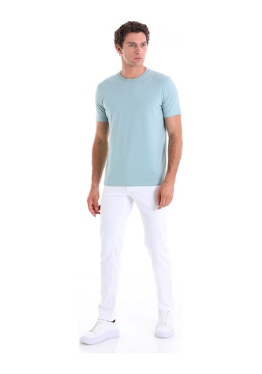 Hatemoğlu Mint Regular Fit Düz Pamuklu Bisiklet Yaka Triko Tişört Mint