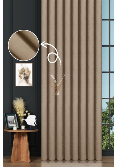 Petek Fon Perde V-1006 Koyu Krem Koyu Krem