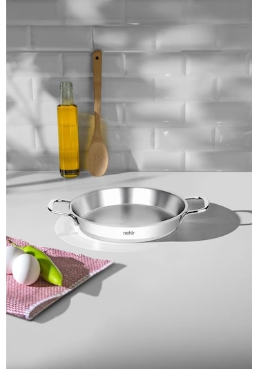 Nehir Silver Çelik Omlet Sahan Kapaksız 20 Cm Gri
