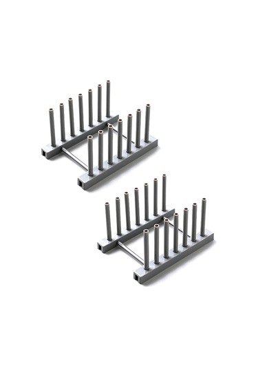 Bambu Tepsi Bulaşıklık Mutfak Depolama Gri -