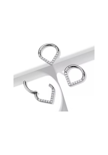 Pınme Zirkon Taşlı Piercing Kliker Yüzük 214064555 Gri