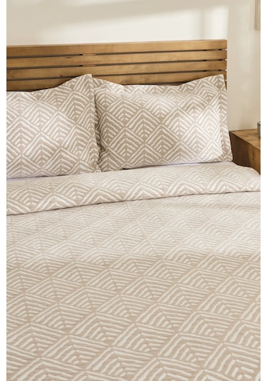 Kaşmir Home Space Çift Kişilik Yatak Örtüsü Takımı Bej Bej