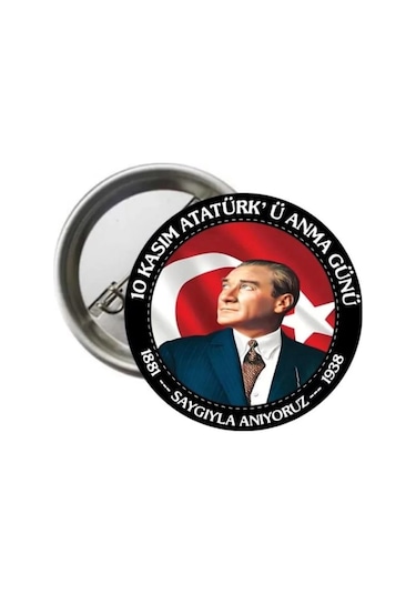 10 Kasım Rozeti - Atatürk Rozeti - Bayraklı Rozet Renkli