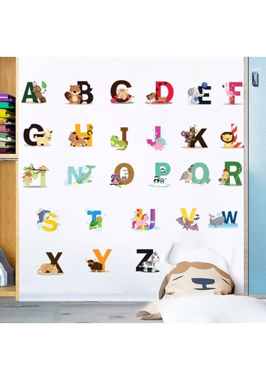 Yaozixia Alfabe Şekilli Duvar Çıkartmaları Kendin Yap Harf Temalı Erkek Çocuk Odası Duvar Çıkartmaları Çıkarılabilir Vinil Duvar Sanatı Dekoru Ev Anaokulu Kreş Dekorasyonları Çok Renkli
