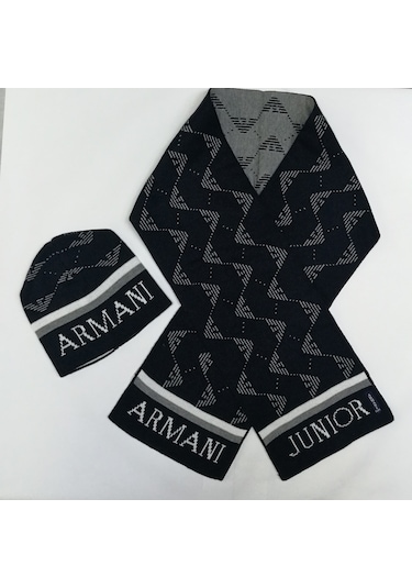 Armani Jeans Erkek Çocuk Atkı Bere Armani Junıor Kırık Beyaz