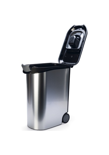 Beeztees Mama Saklama Kabı, Plastik, Tekerlekli, Özel Kapaklı, Dışı Metal Görünümlü 54l