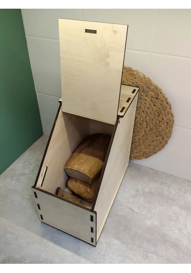 Woodiks Köşe Ekmek Kutusu Ahşap Kapaklı 328083650 Bej Açık