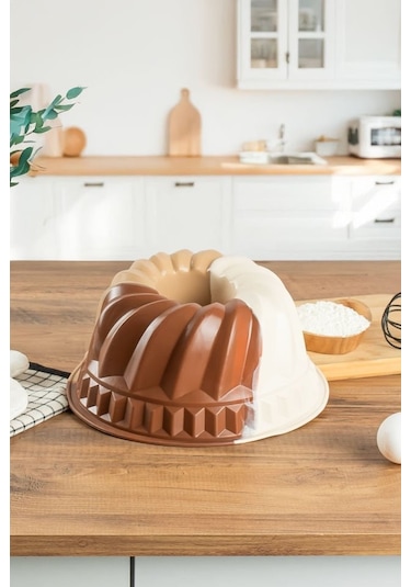 Porsima 193 Silikon Kek Kalıbı, Tart Kalıbı 23 Cm Gıda İle Temasa Uygun Beyaz - Kahverengi