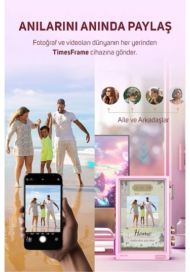 Divoom Times Frame 10.1 Akıllı Kişiselleştirilebilir Dijital Çerçeve, 64gb Pembe