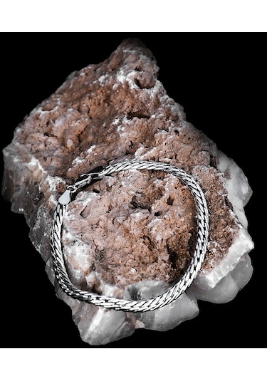 Encili Silver 925 Ayar Gümüş Örgü Model Zincir Bileklik