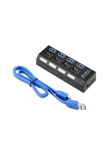 4 Port Usb 3.0 Çoklayıcı Çoğaltıcı Hub Anahtarlı Işıklı 4579P