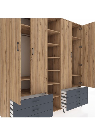 Kronos Dolap 13 Raflı 6 Çekmeceli 2 Askılı 220x59x243 Çam-çam/antrasit Atlas Çam/antrasıt Kronos Dolap 13 Raflı 6 Çekmeceli 2 Askılı 220x59x243 Çam-çam/antrasit Atlas Çam/antrasıt
