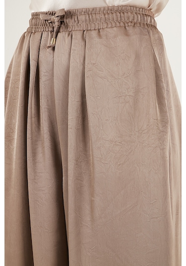 Lela Oversize Bağlamalı Balon Paça Saten Şalvar Bayan Pantolon 68351199 Vizon