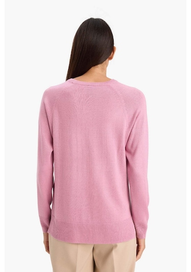 Defacto Relax Fit Bisiklet Yaka Basic Düz Triko Kazak I6913az25wnpn141 Pembe