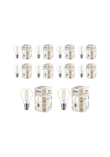 Şeffaf E27 4.8w Duy A60 Sarı Işık Rustik Led Ampul 10'lu