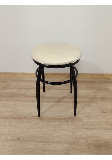 Evko Mobilya Tabure, Bar Taburesi, 2'li Tabure,siyah Ayaklı-krem