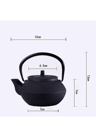 Stil Dökme Demir Kettle Çaydanlık Süzgeci Çay Potu 300ml Siyah Çaydanlıklar Altın