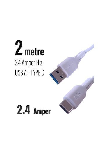 Uzun 2 Metre Type C Şarj Kablosu 200cm Usb Type C
