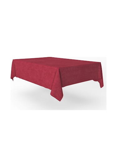 Kadife Dokulu Masa Örtüsü Kırmızı