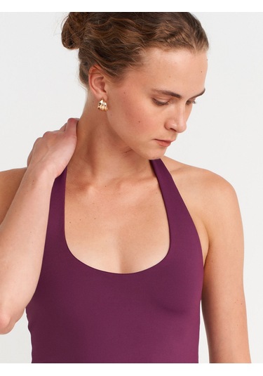 Dilvin 31753 Halter Yaka Top-mor Mor