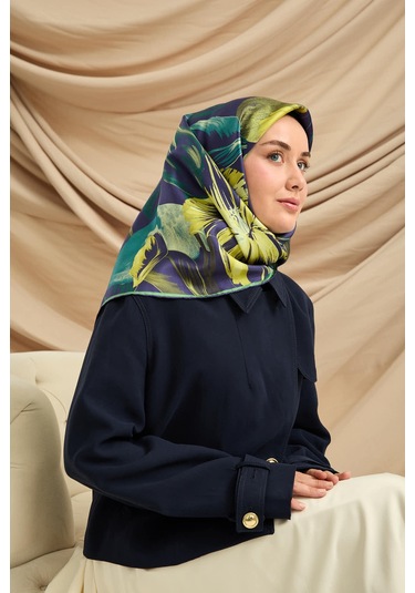 Silk Home Twill İpek Eşarp 11480-81 Morcivert, Butter Yellow, Asit