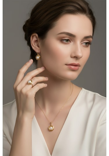 Olympia 6 Mm İnci Kolye Rose Gold - Gümüş