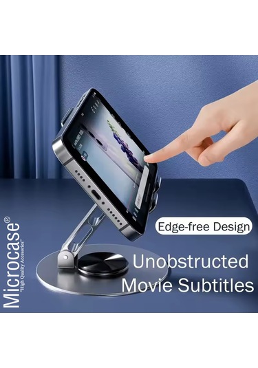 360 Döner Başlıklı Ve Görüş Açısı Ayarlanabilir Metal Telefon Standı Gri Al5341 Gri