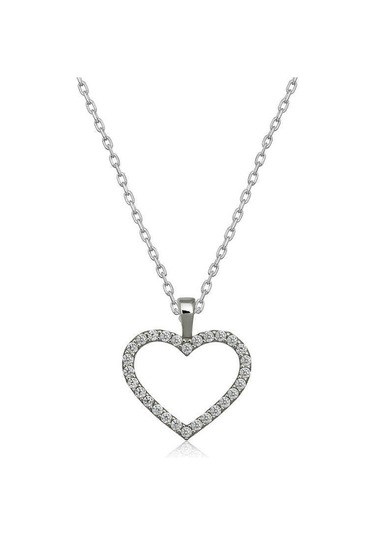 Gümüş Kalp Bayan Kolye-202774 Çok Renkli