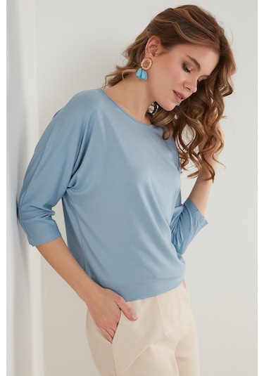 Lela Bisiklet Yaka Truvakar Kol Bayan Bluz 5861416Y Bebe Mavi