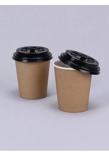 Softhomecraft 250 Ml Kağıttan Bardak 50 Adet, Kraft Kağıt, Kapaklı 173946818 100 adet