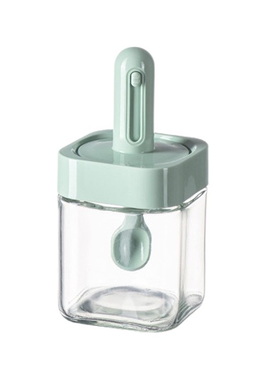 Suntek Baharat Kavanoz Mutfak Malzemeleri Mini Şeffaf Yeşil