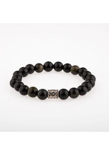 Saff Doğaltaş Obsidyen Doğal Taş Bileklik - 8 MM Çok Renkli