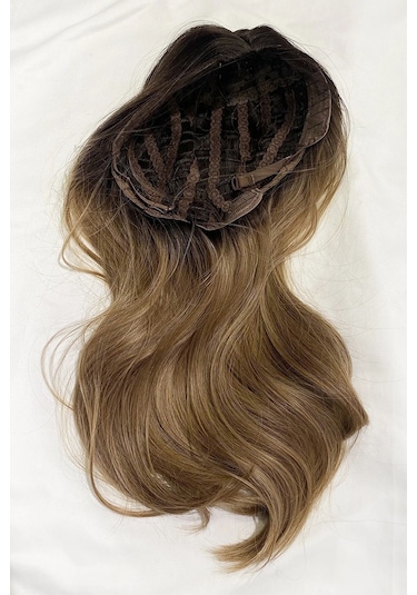 Caş Dekorasyon Kahverengi Ve Sarı Ombreli Dalgalı Peruk Kahverengi