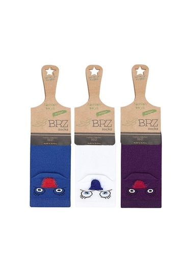 Brz Kids 3D Renklli Kuş Desenli Erkek Çocuk Çorabı 3Lü Set