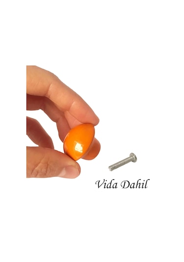 8 Adet Turuncu Mantar Düğme Kulp Çocuk Bebek Mobilya Çekmece Dolap Kapak Kulbu Metal Kulp Aksesuarları Vidalı