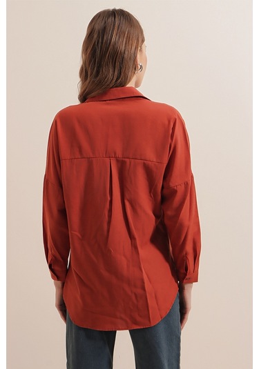 Bigdart 3900 Oversize Uzun Basic Gömlek - Kiremit 001