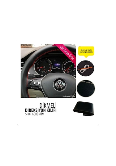 Fiat Egea Dikmeli Direksiyon Kılıfı Kırmızı Ipli ( 38Cm×11Cm )