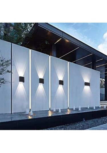 U2 Uranüs Siyah Kasa 10 W. Gün Işığı Dekoratif Çift Yönlü Iç Ve Dış Mekan Bahçe Balkon Teras Aplik Siyah